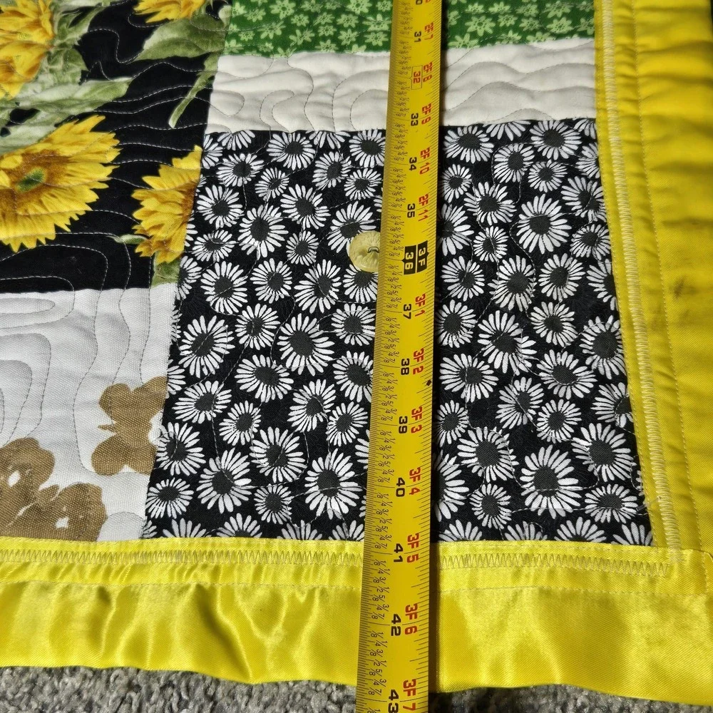 Handmade Cottagecore Quilt Blanket Sunflowers Tractor Child Baby Size‎ 40